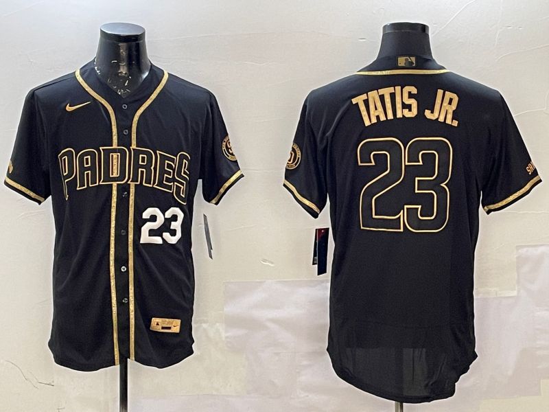 Men San Diego Padres #23 Tatis jr Black Gold Elite 2025 Nike MLB Jersey style 2->san diego padres->MLB Jersey